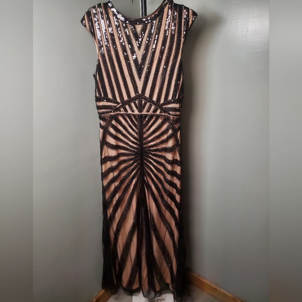 Daisy Black and Gold Sequin Maxi Dress